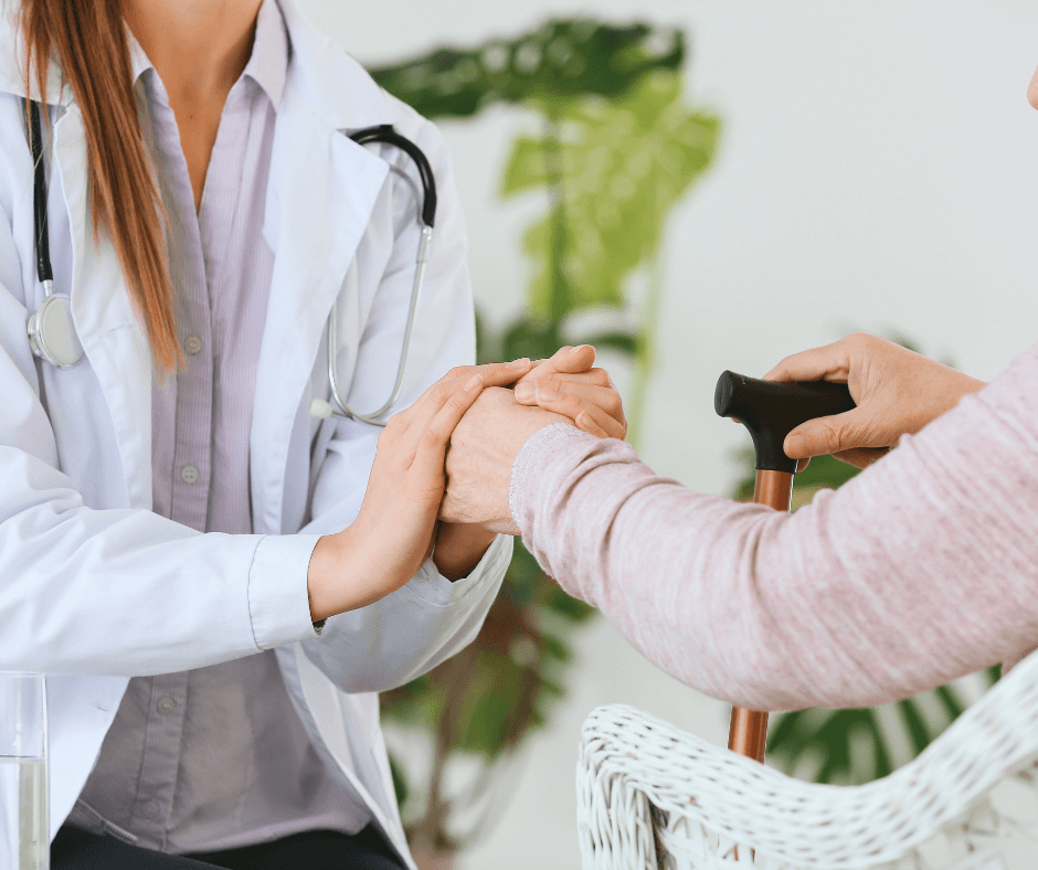 Elderly woman at the doctor's office.
